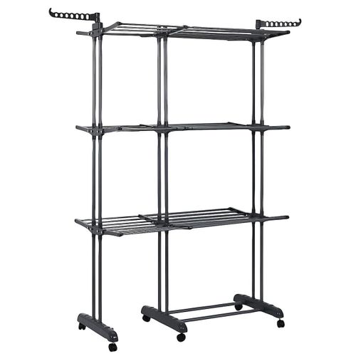 Etendoir Tour 3 Niveaux Extensible Gris Foncé Jusqu'à 35 Mètre D'étendage -