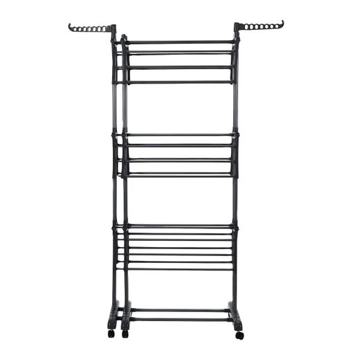 Etendoir Tour 3 Niveaux Extensible Gris Foncé Jusqu'à 35 Mètre D'étendage -