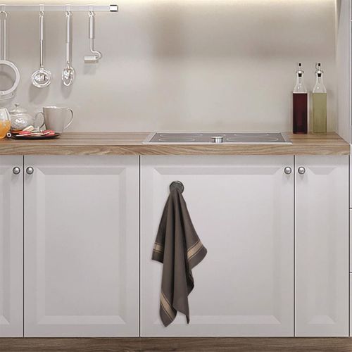 Accroche Torchon Adhésif Diamètre 4 Cm En Plastique Argenté -