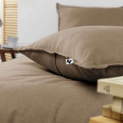 Taie D'oreiller 63x63cm En Flanelle De Coton Coloris Ficelle - Hedda