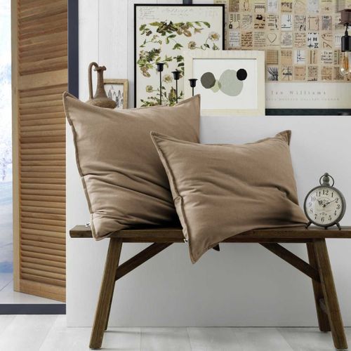 Taie D'oreiller 50x70cm En Flanelle De Coton Unie Coloris Ficelle - Hedda