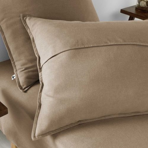 Taie D'oreiller 50x70cm En Flanelle De Coton Unie Coloris Ficelle - Hedda
