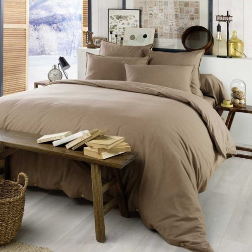 Taie D'oreiller 50x70cm En Flanelle De Coton Unie Coloris Ficelle - Hedda