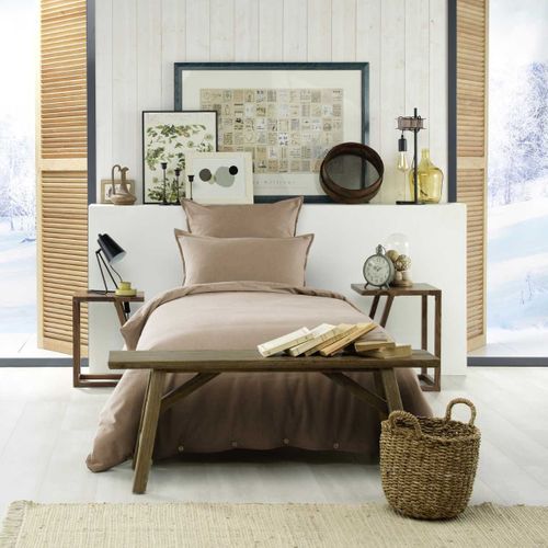 Housse De Couette 140x200cm En Flanelle De Coton Coloris Ficelle - Hedda