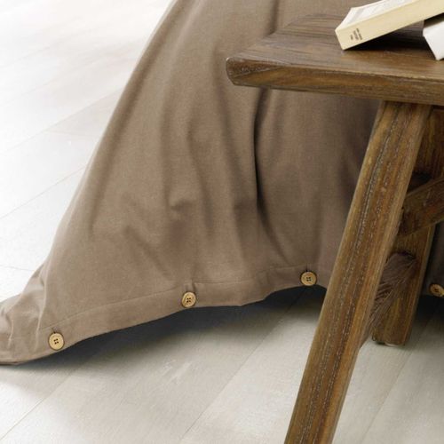 Housse De Couette 260x240 Cm  En Flanelle De Coton Coloris Ficelle - Hedda