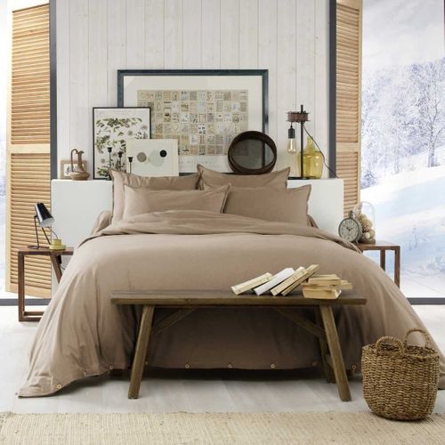 Housse De Couette 260x240 Cm  En Flanelle De Coton Coloris Ficelle - Hedda