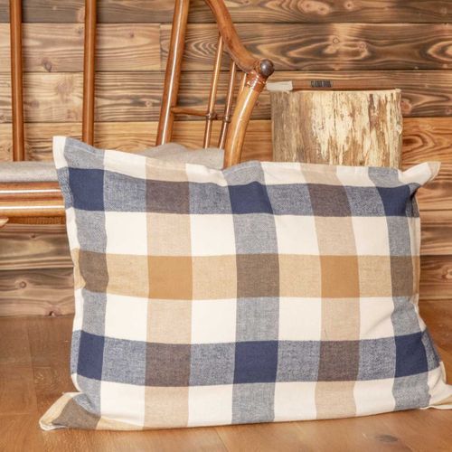 Taie D'oreiller 50x70cm En Flanelle De Coton à Carreaux Beige - Bastien