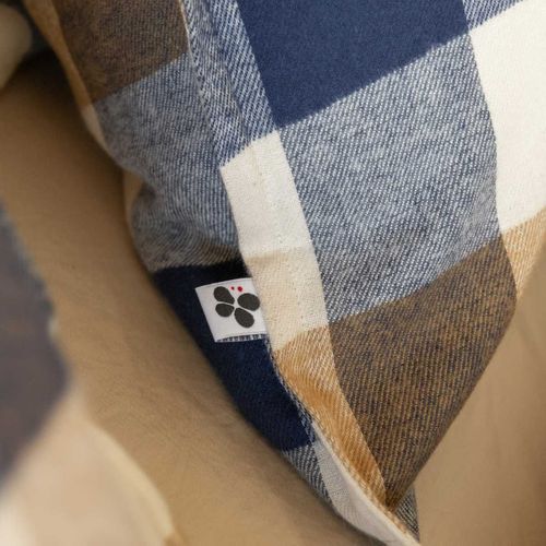 Taie D'oreiller 50x70cm En Flanelle De Coton à Carreaux Beige - Bastien