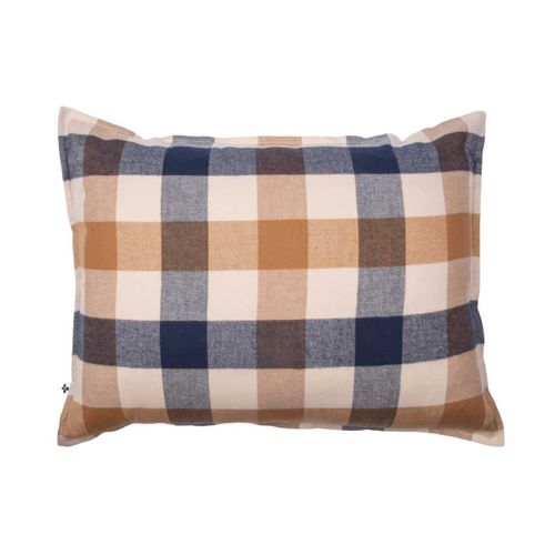 Taie D'oreiller 50x70cm En Flanelle De Coton à Carreaux Beige - Bastien