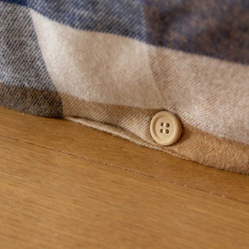 Housse De Couette 240x220cm  En Flanelle De Coton à Carreaux Beige - Bastien