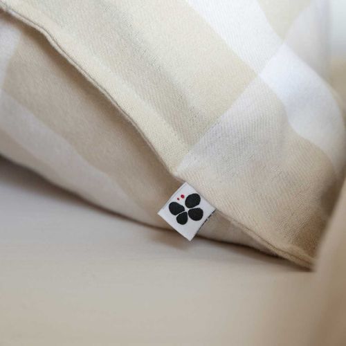 Taie D'oreiller 63x63cm En Flanelle De Coton à Carreaux Marron Et Bleu - Hildas