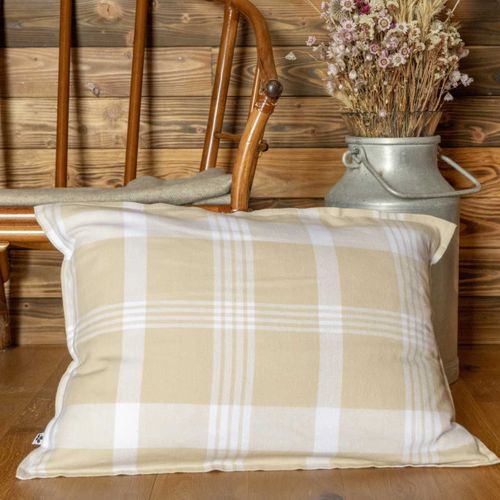 Taie D'oreiller 50x70cm En Flanelle De Coton à Carreaux Marron Et Bleu - Hildas