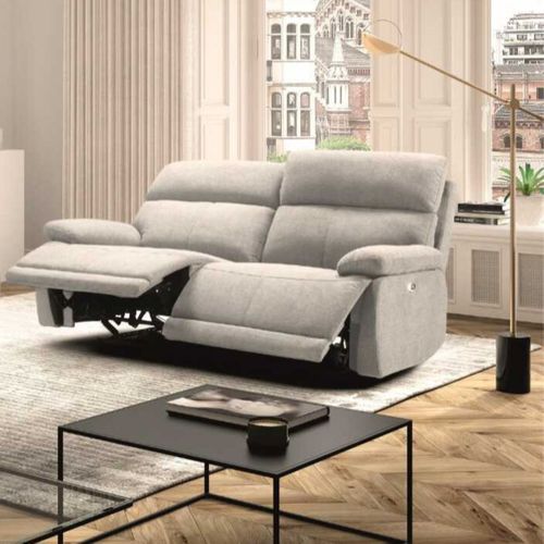 Canapé Relax Électrique 2,5 Places Tissu Polyester Gris Clair - Miguel