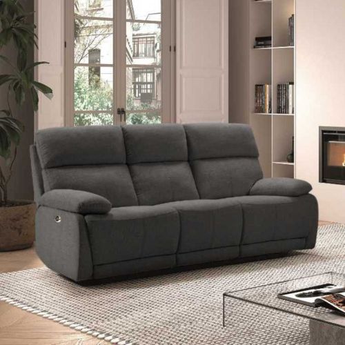 Canapé Relax Électrique 3 Places Tissu Polyester Gris Foncé - Miguel