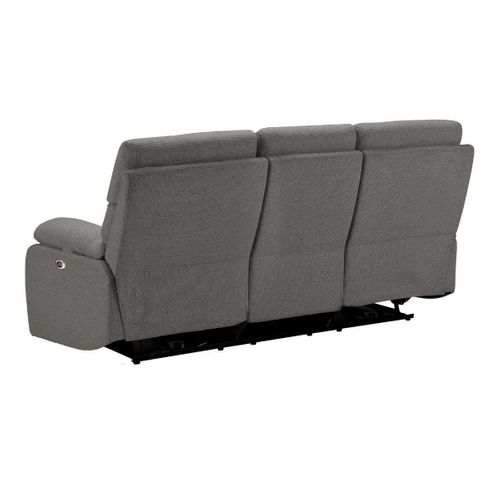 Canapé Relax Électrique 3 Places Tissu Polyester Gris Foncé - Miguel