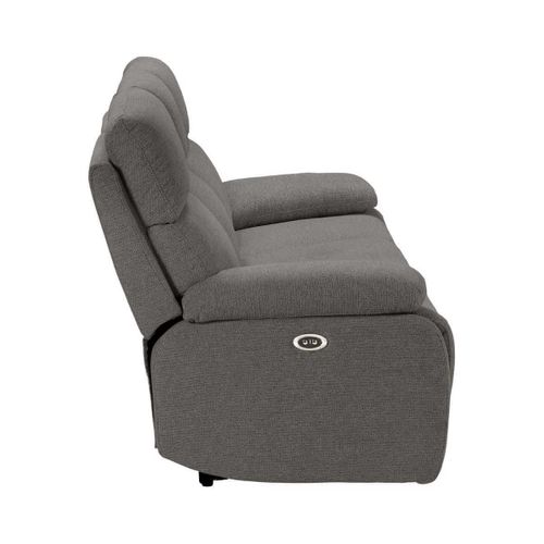 Canapé Relax Électrique 3 Places Tissu Polyester Gris Foncé - Miguel