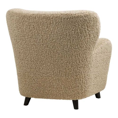 Fauteuil Lounge Vintage En Tissu Bouclette Beige Foncé - Yolan