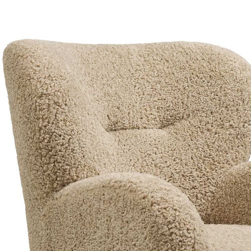 Fauteuil Lounge Vintage En Tissu Bouclette Beige Foncé - Yolan