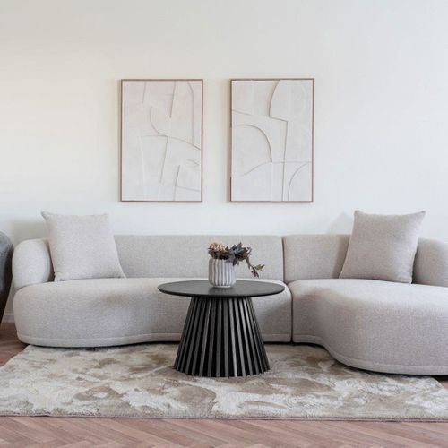 Table Basse Ronde Pied Central Relief Mdf Placage Chêne Noir - Dublin