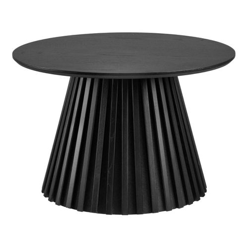 Table Basse Ronde Pied Central Relief Mdf Placage Chêne Noir - Dublin