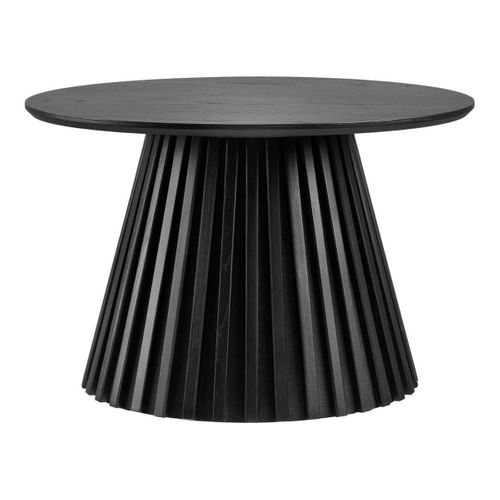 Table Basse Ronde Pied Central Relief Mdf Placage Chêne Noir - Dublin