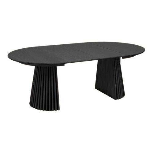 Table Repas Ronde Ø140cm Pied Central Relief Mdf Placage Chêne Noir - Dublin
