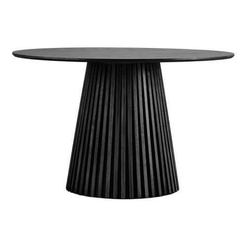 Table Repas Ronde Ø120cm Pied Central Relief Mdf Placage Chêne Noir - Dublin
