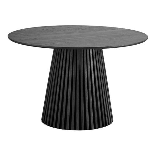 Table Repas Ronde Ø120cm Pied Central Relief Mdf Placage Chêne Noir - Dublin