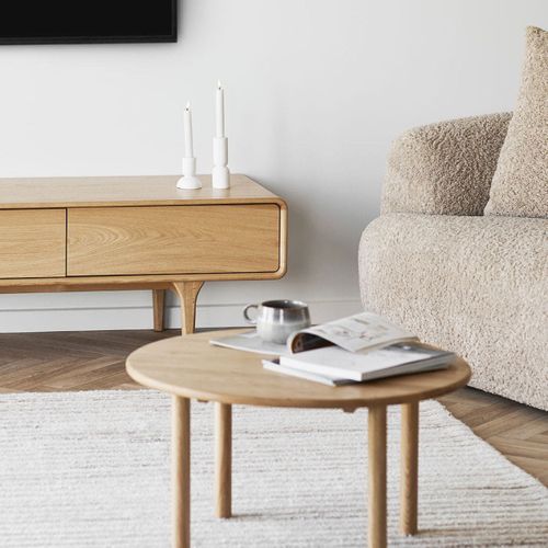 Table Basse Ronde D.70cm Plateau Et Pieds En Chêne Naturel - Josette