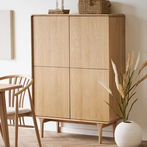 Meuble De Rangement 2 Portes Cadre En Chêne Massif Façades En Placage De Chêne - Garance