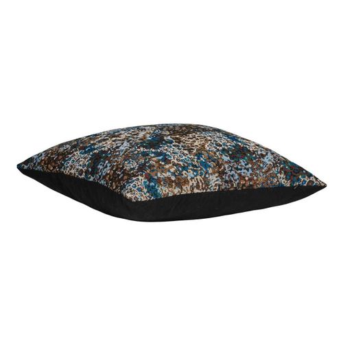 Coussin Déco Carré Recto Damassé Multicolore Et Verso Noir - Cleane