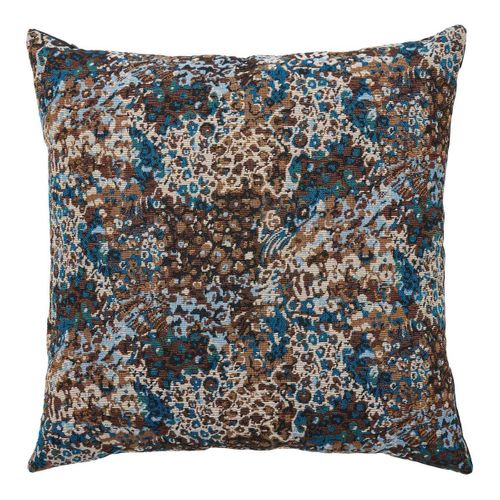 Coussin Déco Carré Recto Damassé Multicolore Et Verso Noir - Cleane