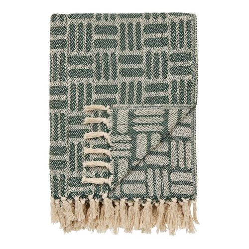 Plaid 130x180cm Vert à Motifs Géométriques - Kacy