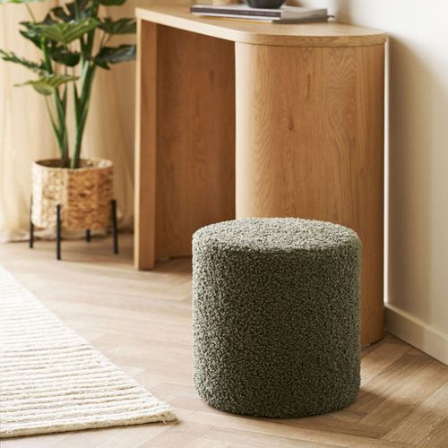 Pouf Rond Ø34cm En Tissu Bouclé Coloris Vert - Bubbel