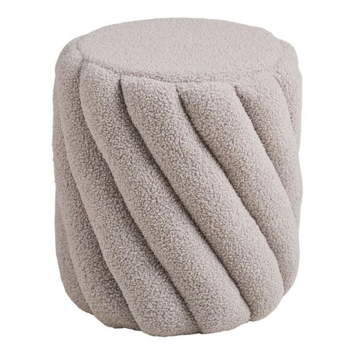 Pouf Rond Ø38cm En Tissu Bouclé Torsadé Gris - Yona
