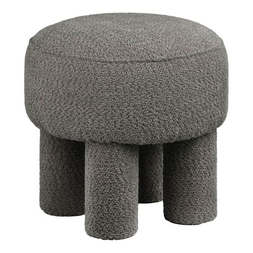 Pouf Design 4 Pieds En Tissu Bouclé Gris - Madelon