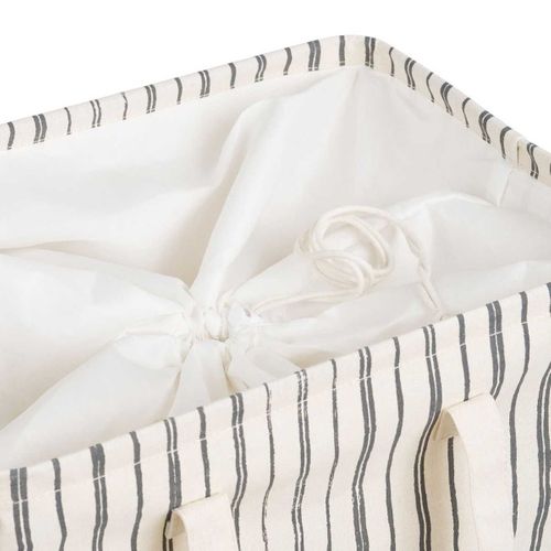 Sac à Linge En Tissu Gris Et Beige Rayé - Beryl