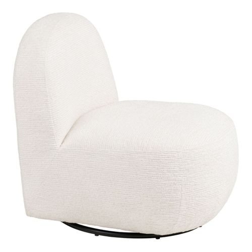 Fauteuil Tissu Velours Texturé Blanc Pivotant - Joany
