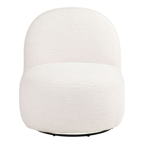 Fauteuil Tissu Velours Texturé Blanc Pivotant - Joany