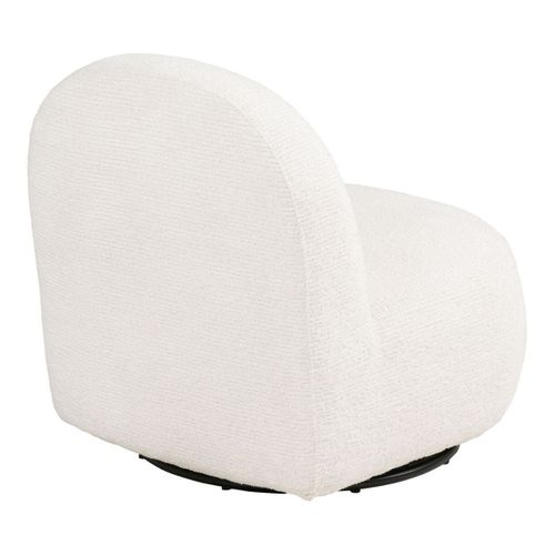 Fauteuil Tissu Velours Texturé Blanc Pivotant - Joany
