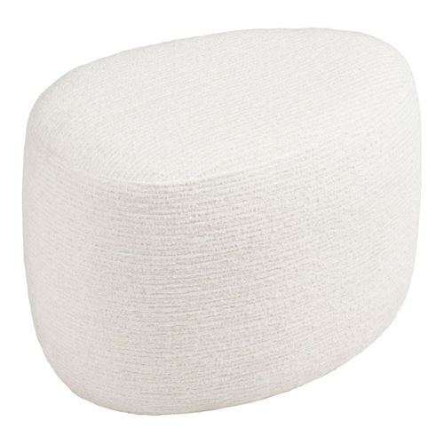 Pouf Tissu Velours Texturé Blanc - Joany