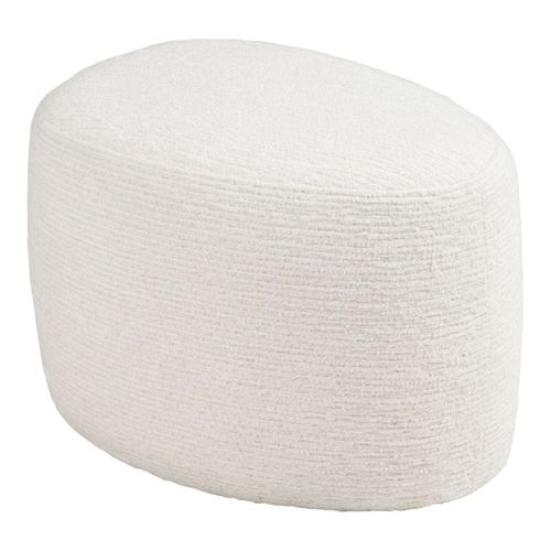 Pouf Tissu Velours Texturé Blanc - Joany