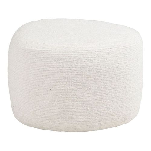 Pouf Tissu Velours Texturé Blanc - Joany