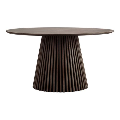 Table Repas Ronde Ø140cm Pied Central Relief Mdf Placage Chêne Fumé - Dublin