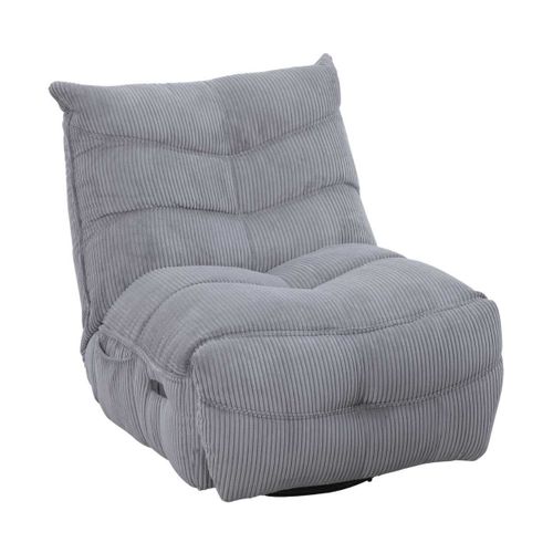 Fauteuil Relax Pivotant Avec Fonction Rocking-chair Velours Côtelé Gris Clair - Jumbo