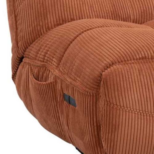 Fauteuil Relax Pivotant Avec Fonction Rocking-chair Velours Côtelé Terracotta - Jumbo