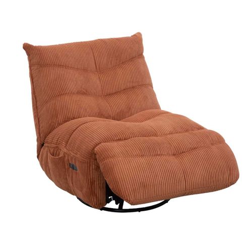 Fauteuil Relax Pivotant Avec Fonction Rocking-chair Velours Côtelé Terracotta - Jumbo