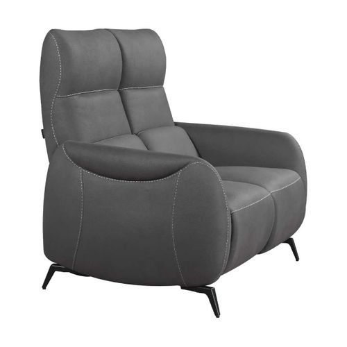 Canapé 2 Places Fixe Tissu Micro Peau Ultra Doux Gris Foncé - Smalk