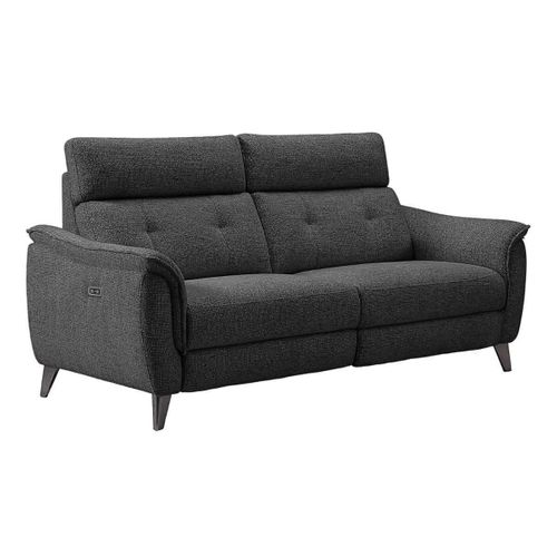 Canapé 3 Places Relax Électrique Tissu Polyester Chiné Gris Carbone - Plym