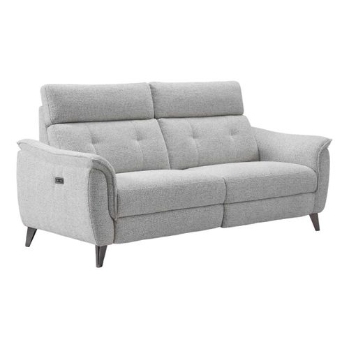 Canapé 3 Places Relax Électrique Tissu Polyester Chiné Gris Galet - Plym